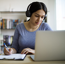 Student taking virtual training